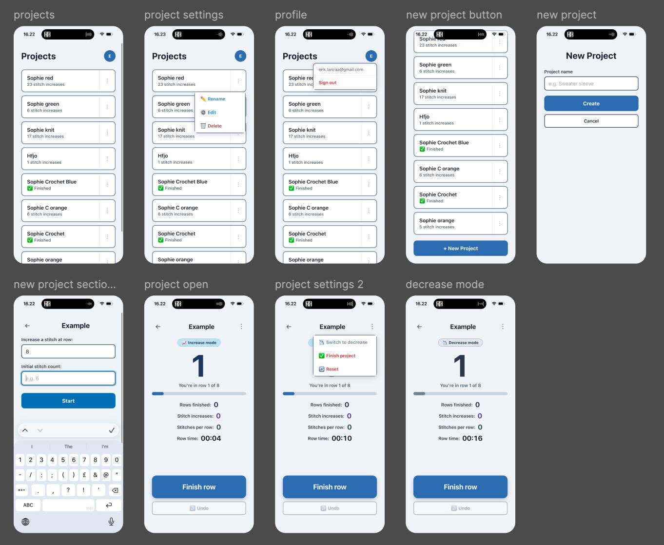 Skeins prototype views